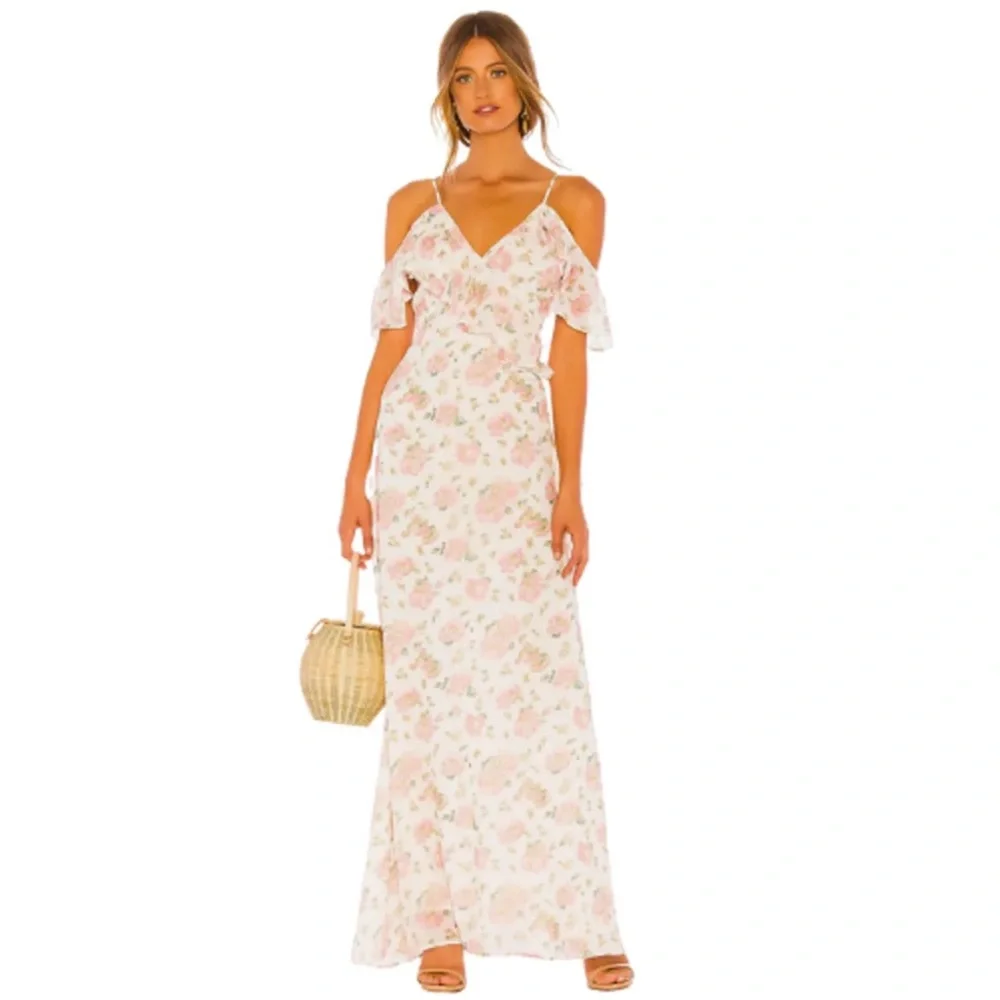 LPA Ruffle Neckline Adjustable Strap Maxi Dress NWT XXS - Picture 1 of 10